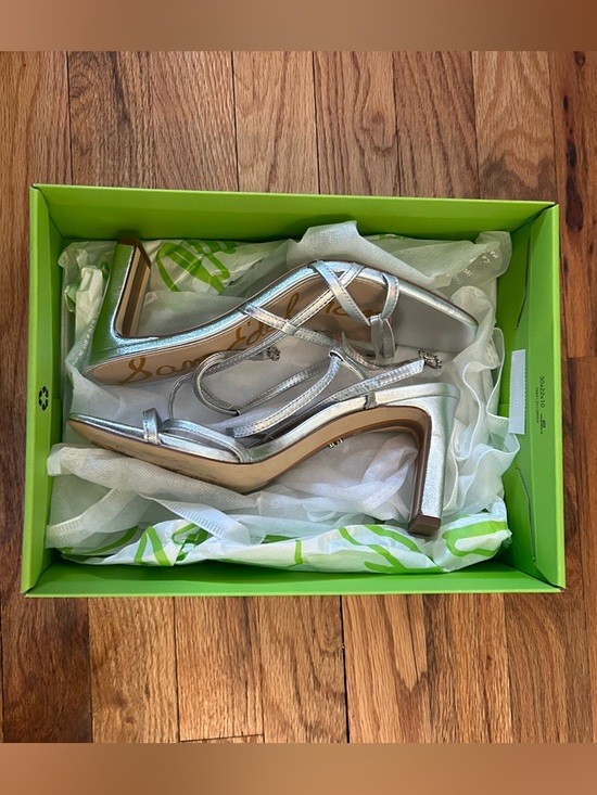 Sam Edelman Metallic Silver Strappy Square-Toe Sandals main image 6